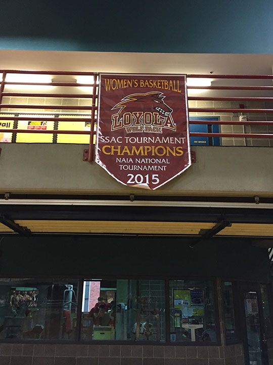 A banner commemorating the success of the women's basketball team was unveiled. The women made it to the SSAC in the Spring of 2015.